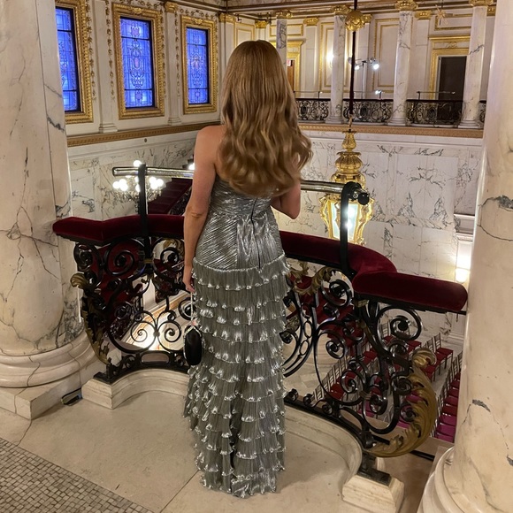 Zac Posen Silver Ruffle Gown 2 - Picture 4 of 4